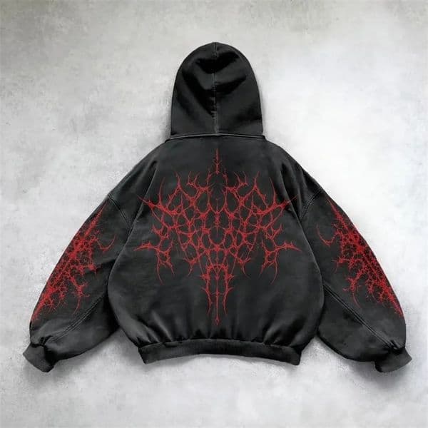 American Dark Retro Hoodie Y2K Clothes Mens Punk Rock Hip Hop Graphic Print Oversized Hoodie Sweatshirt Gothic Pullover Hoodie 250226