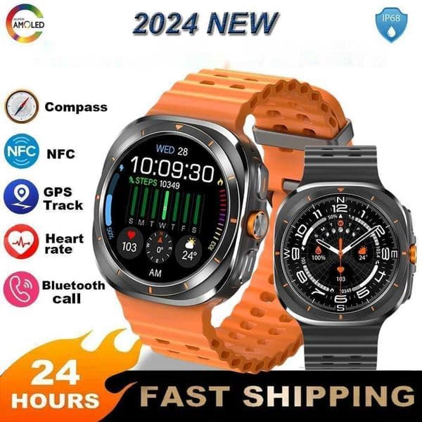 For Samsung Galaxy 7 Ultra NFC GPS Tracker SmartWatch Men Amoled Always Display Body Temperature Clock BT Talk Smart Watch CL240812