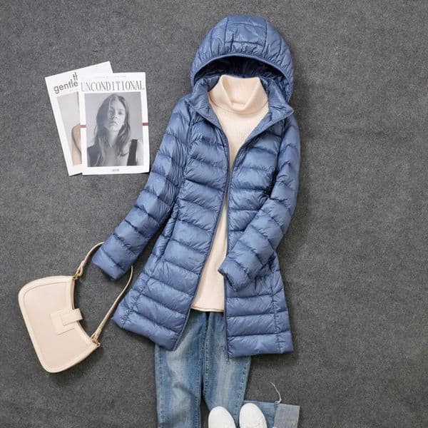 Plus Size 5XL Womens Long Inflatable Jacket Arrival Autumn Winter Womens Hat Detachable White Duck Down Jacket 241113