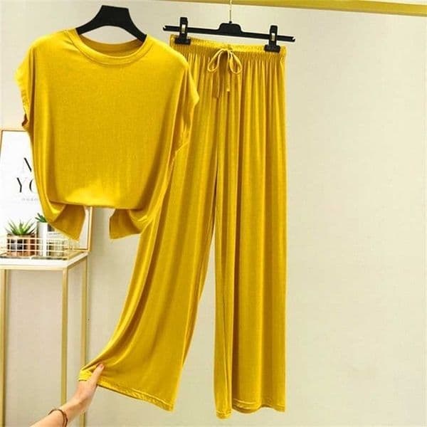 Summer thin Pajamas Sets Women Sleepwear Homes Clothing Cotton Pajama Home Wear Womens Pyjamas Set Spring Pants Nightwear 211007