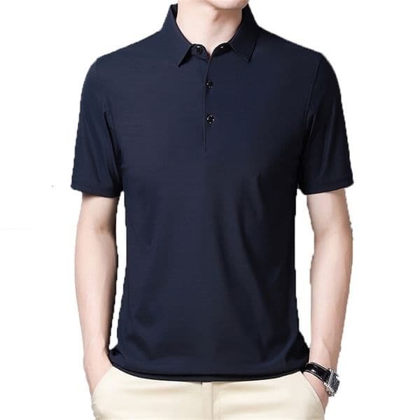 BROWON Arrival Summer Men T-shirt Casual Thin Turn-down Collar Tshirt Short-sleeved Solid Color Oversized T Shirt 210707