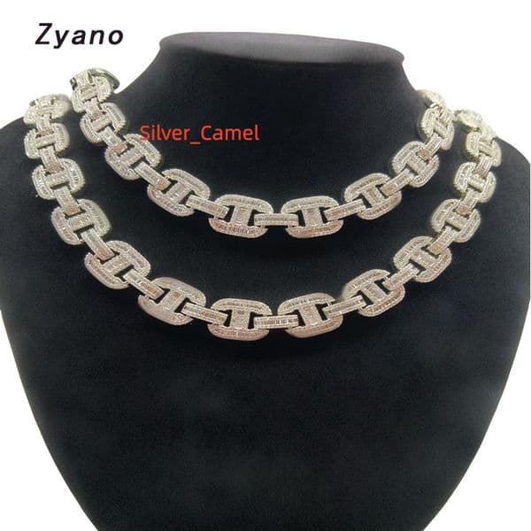 OEMODM Custom Cuban Link Necklace Gold Plated Hip Hop Rock Style Chains Moissanite Main for Gift Free 3D Design Sample Service