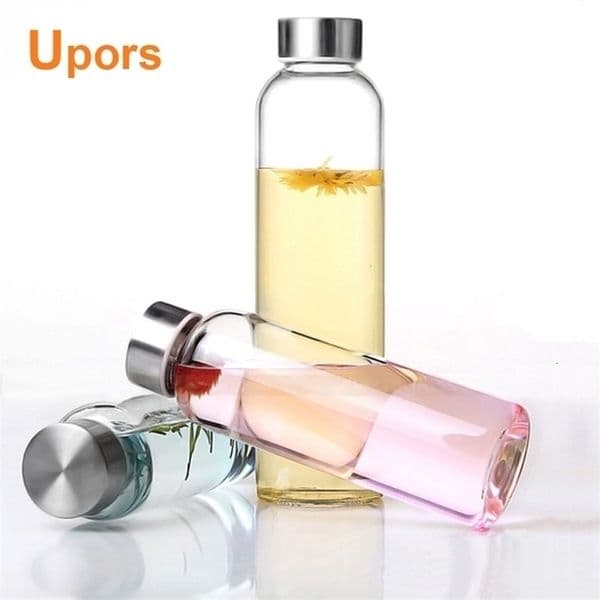 Water Bottles Upors 360ml 550ml Sport Style Glass Water Bottle Portable Bicycle Tour Solid Transparent Office Bottle 221008