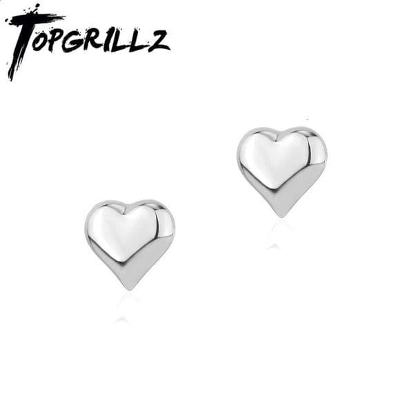 TOPGRILLZ 2PCS Gold Color Heart Hoop Earrings Stainless Steel Huggie Minimalist Punk Unisex Rock Earrings Piercing Jewelry 250108