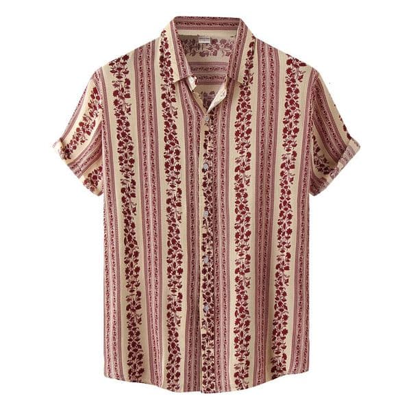 Mens Shirts Stripe Print Floral Pattern Short Sleeve Hawaiian Shirt Loose Harajuku Hip Hop Unisex Fashion Casual Top 240415