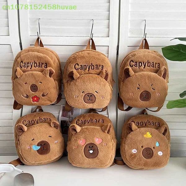 1 pc Capybara Doll Plush Backpacks Portable Cartoon Animals Cute Capybara Backpack Plush Women Bag Gift For Girls Kids Z250924