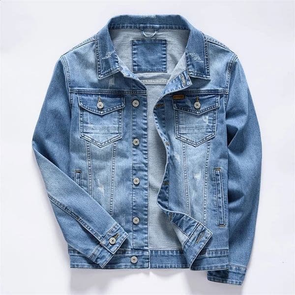 3 Colors Classic Style Mens Vintage Blue Denim Jacket Spring and Autumn Stretch Cotton Casual Jeans Coat Male Clothes 250228