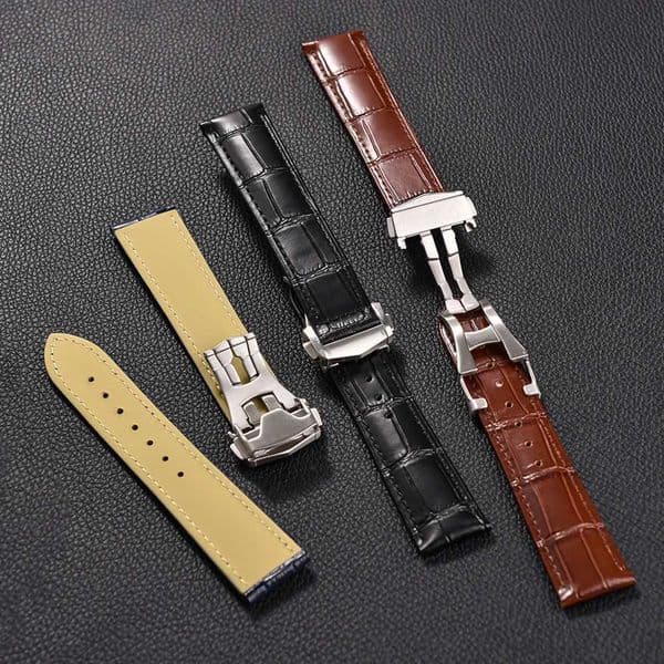 For Omega Seamaster Bamboo Leather Strap Folding Buckle 19mm 20mm 21mm 22mm for Omega AT150 Speedmaster DE Cow Leather Wristband Z250924
