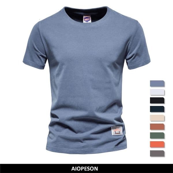 Men's T-Shirts AIOPESON 100% Cotton Short Sleeve Men's Solid Summer Casual Men's T-shirt High Quality Men's Top T-shirt Basic Clothing 230410