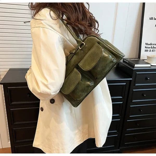 Texture niche cross body bag fashion bowling handbag vintage large capacity single shoulder Boston womens 240822