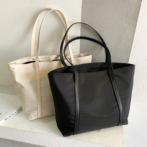 Simple Solid Color Shoulder Bag Handbag Oxford Tophandle Female Large Capacity Shopping Street Zipper Bags for Women 240731