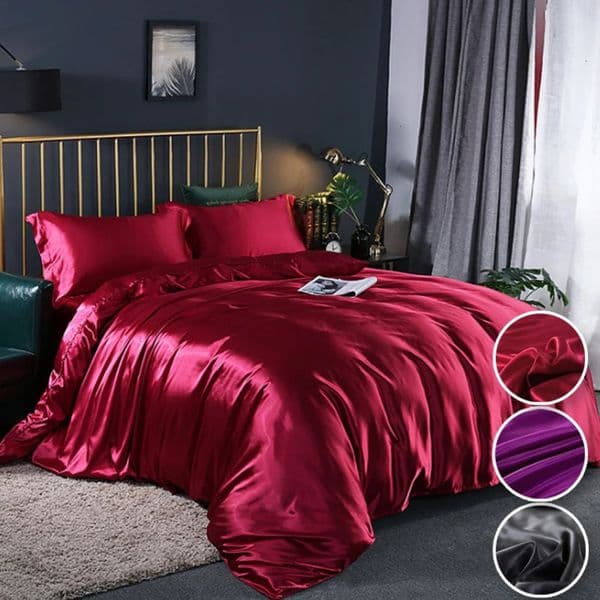 Bedding Duvet Cover Set Soft Silky Textured Comforter with Corner Ties and Zipper Closure Envelop Pillowcase 240506