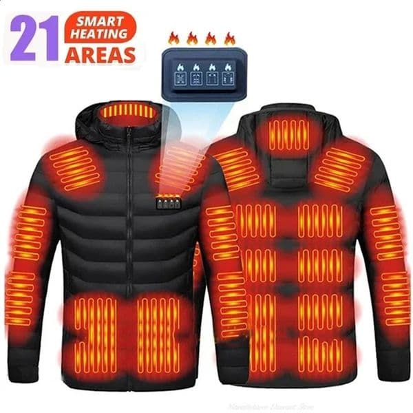 19/21 HEATING ZONES Men Women USB Heating Jackets Winter Warm Heated Parkas Electric Heated Jackets Waterproof Warm Jacket Coat 240913
