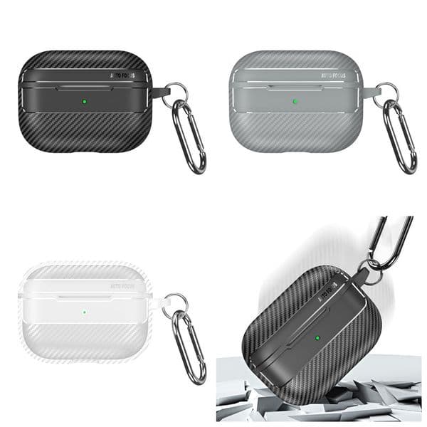 Carbon Fiber Shockproof Case For Airpods Pro3 Pro2 3gen Airpod Pro 3 2 Ear Earphone Soft TPU Air Pods 4 1 2gen Fashion Shell Protector Cover Carabiner Keychain