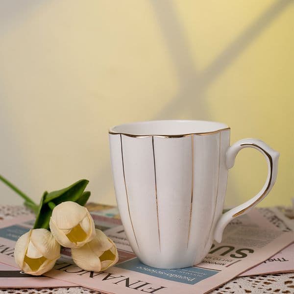 Mug Tangshan bone china gift cup ceramic creative gold border office afternoon tea cup coffee cup 240407