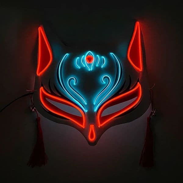 Holiday Light Up Neon Disguise Half Face Ball Mask LED Luminous Fox Flashing Glowing Masquerade Dance Party Costume 240712