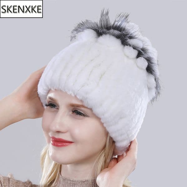 Wide Brim Hats Bucket Russia Winter Quality Real Fur Hat Natural Warm Rex Rabbit Cap Lady Knitted 100 Genuine 230804