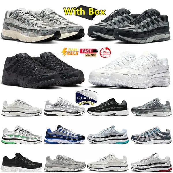 With Box p6000 designer running shoes for men women sneakers triple black white anthracite grey metallic sier racer blue womens outdoor sport trainers 3645