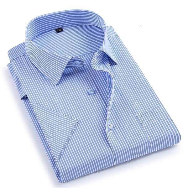 Summer short sleeve turndown collar easy care noniron regular fit striped Plaid business men casual shirts