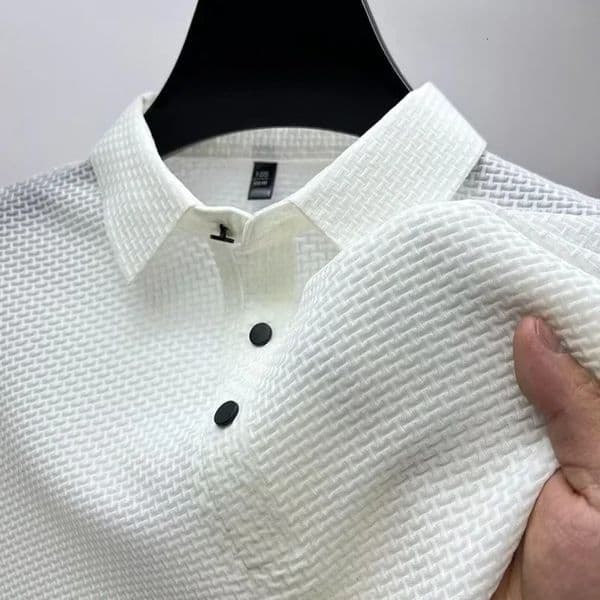 Upto 5XL Summer Mens Lopup Hollow Shortsleeved Polo Shirt Ice Silk VIP Link 240401
