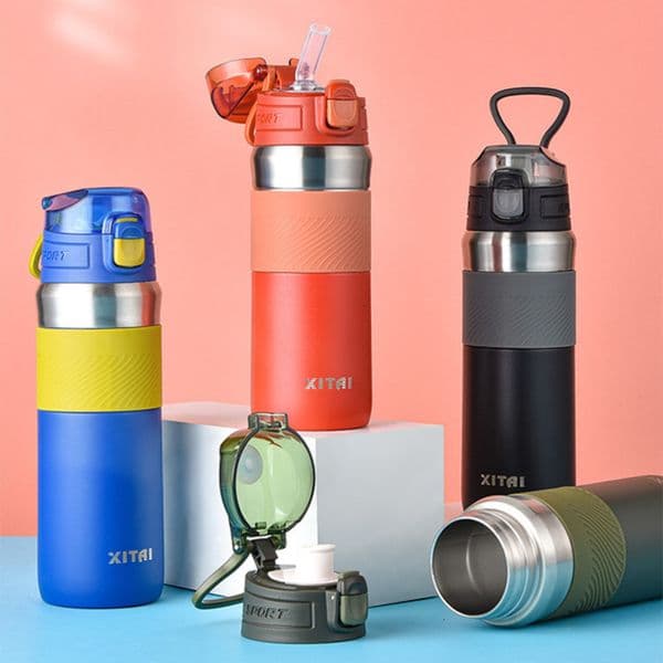 Water Bottles 600ml Double Stainless Steel Sport Thermos Mug With Straw Portable Vacuum Flask Travel Thermal Bottle Thermocup 221130