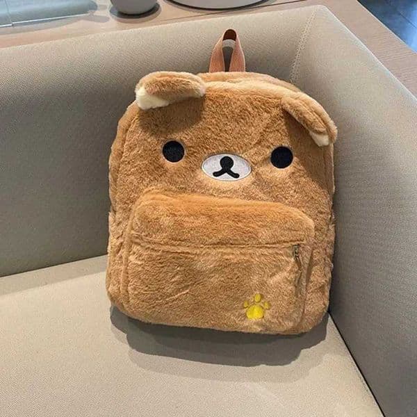 Kawaii Anime Rilakkuma Bear Backpack Plush Embroidery Design Bags for Women Cute Large Capacity Backpacks Womens Backpack Z250924