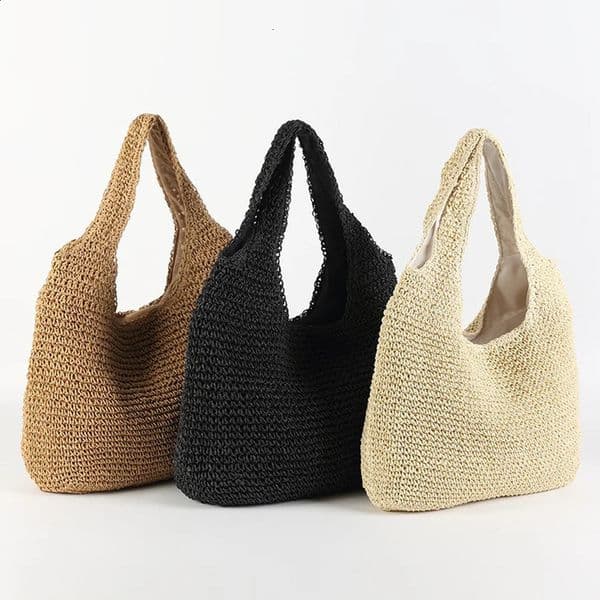 Fashion Rattan Womens Shoulder Bag Wikcer Handbag Large Capacity Summer Beach Straw Casual 240830