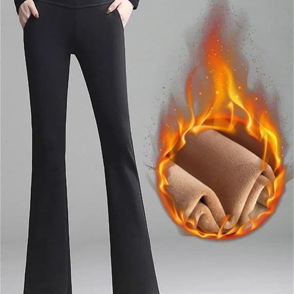 Women's Pants Capris winter thck warm high waist Women's wide leg flare Capris pants for women OL office skinny pants woman trousers 231212