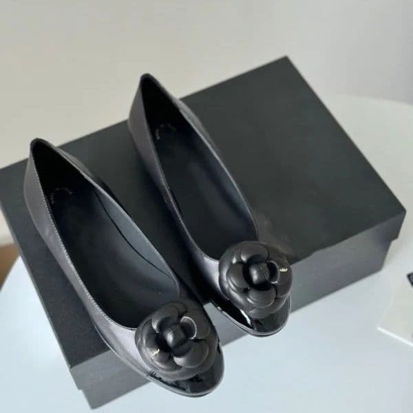 Luxury Black Ballet Flats Shoes Women Quilted Leather Slip on Ballerina Round Toe Ladies Dress Shoes