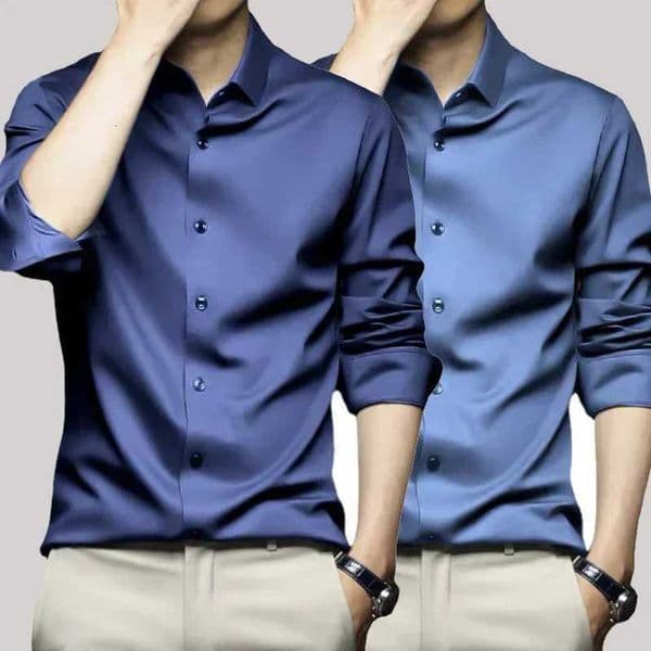 S6XL Mens Long Sleeve Shirt Luxury Wrinkle Resistant Pure White Shirt Business Dress Casual Ice Silk Glossy Shirt X250925
