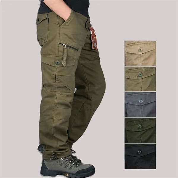Mens Cotton Cargo Pants Spring Autumn Casual Multi Pockets Long Trousers For Men Straight Slacks Tactical Pants Man Clothing 240911