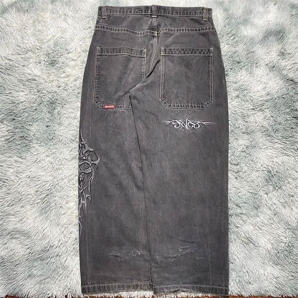 Men's Jeans Y2K Jeans Men Streetwear Hip Hop Graphic Embroidery Vintage Wash Distressed Baggy Jeans Black Pants Harajuku Gothic Wide Trouser 230821