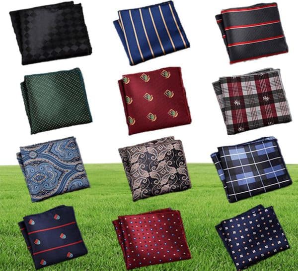 Luxury Men Handkerchief Polka Dot Striped Floral Printed Hankies Polyester Hanky Business Pocket Square Chest Towel 2323CM9933158