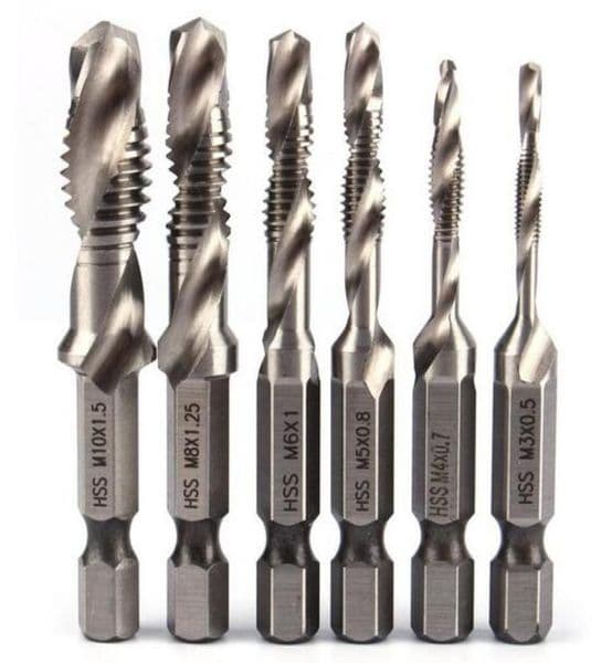 Selling 6PSC HSS High Speed Steel Drill Bits Set 14quot Hex Shank Metric Screw Thread Tap Taper Drill Bit M3 M4 M5 M67398326