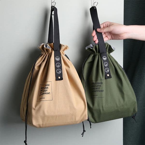 Canvas lunch bag bento box handbag outdoor portable picnic dinner container school fresh food storage accessories 240826