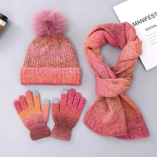 New Zajin Woolen Hat Scarf Gloves ThreePiece Set European and Fashion PP Knit Hat Set X250925
