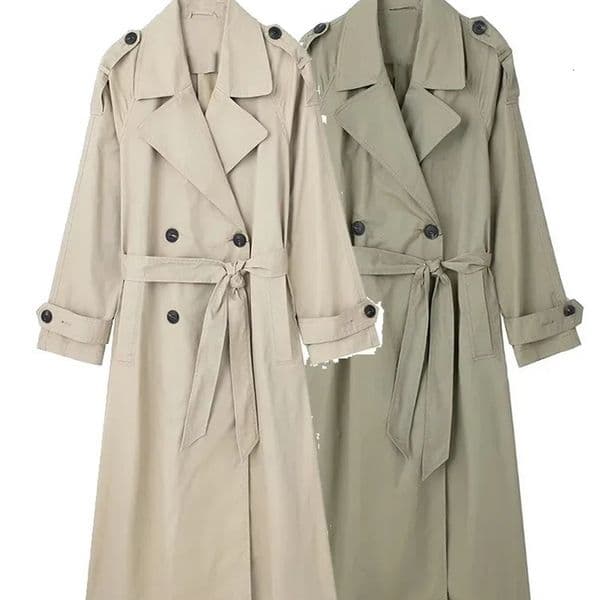 Willshela Women Fashion With Belt Solid Double Breasted Trench Vintage Lapel Neck Long Sleeves Female Chic Lady Outfits 240716
