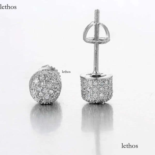 HipHop Half Round Thread Earrings for Women Micro Set AAA Zircon Party Banquet Womens Jewelry