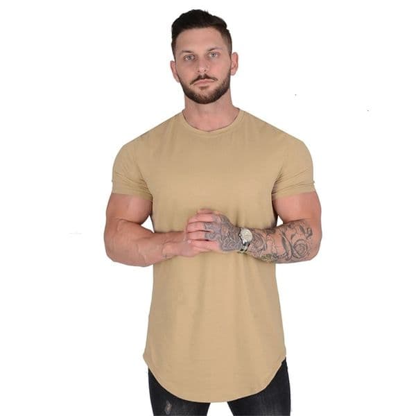 Men's T-Shirts Gym T-shirt Men Short sleeve Cotton T-shirt Casual blank Slim t shirt Male Fitness Bodybuilding Workout Tee Tops Summer clothing 230426