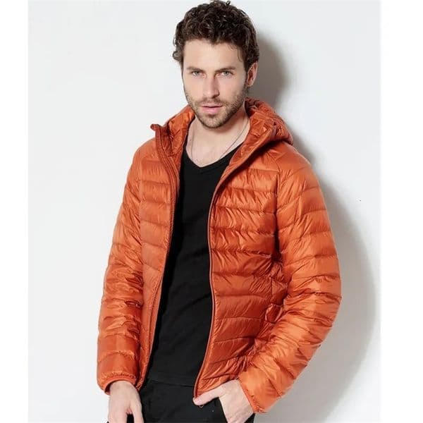 Men's Down Parkas Men White Duck Down Jackets Portable Hooded Down Coat Ultralight Winter Coat for Men Warm Windproof Down Parkas 5XL 6XL 231005