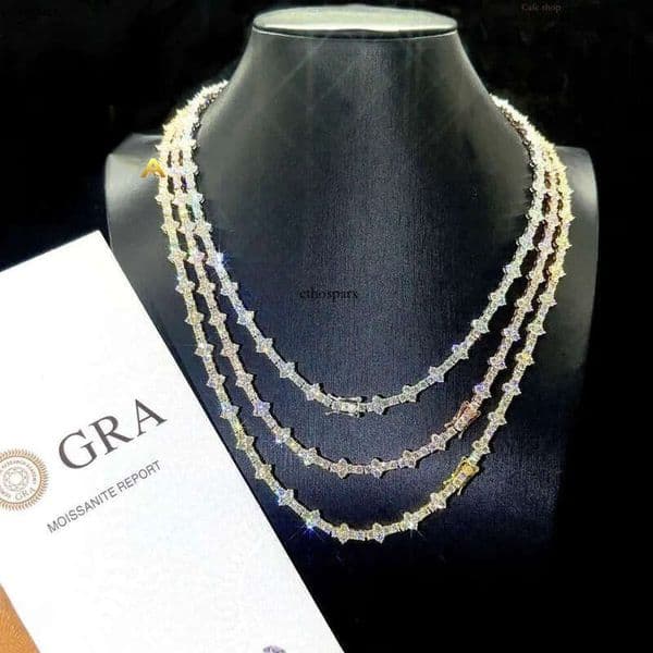 Designer 3mm New Style Hip Hop Moissanite Tennis Chain Bracelet Pass Dia Tester GRA Sier vvs tennis moissanite chain women&mens fashion cuban k necklace aaa aaa