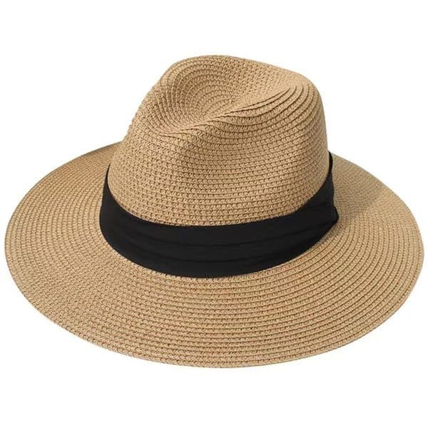 Women's men's wide brimmed straw woven Panama hat soft woolen hat summer beach sun hat women's straw hat
