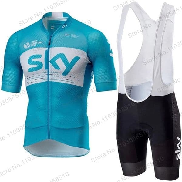 Cycling Jersey Set Pro Team Ineos Sky Men Racing Bicycle Clothing Suit Breathable Mountain Bike Clothes Sportwears 240807