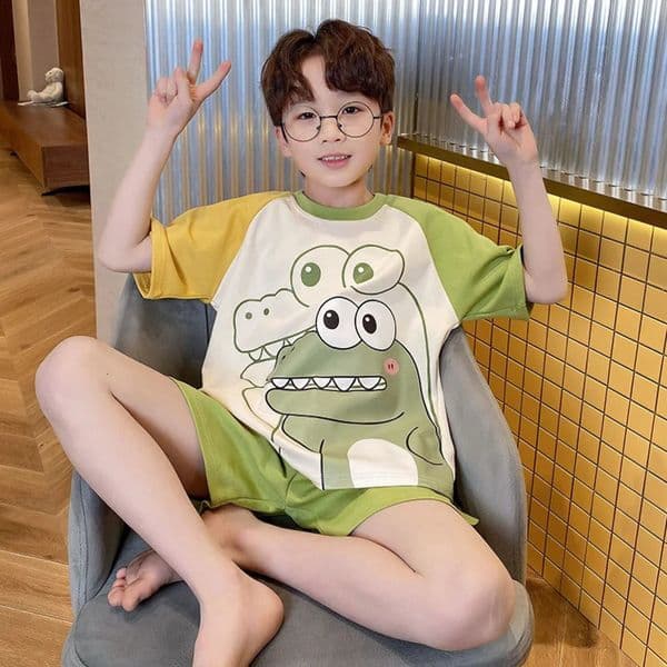 Boys Pajamas Loungewear Set Summer Short Sleeve Shorts Thin Kids Little Boy Teen Big Kids Baby Pajamas Loungewear Set 250408