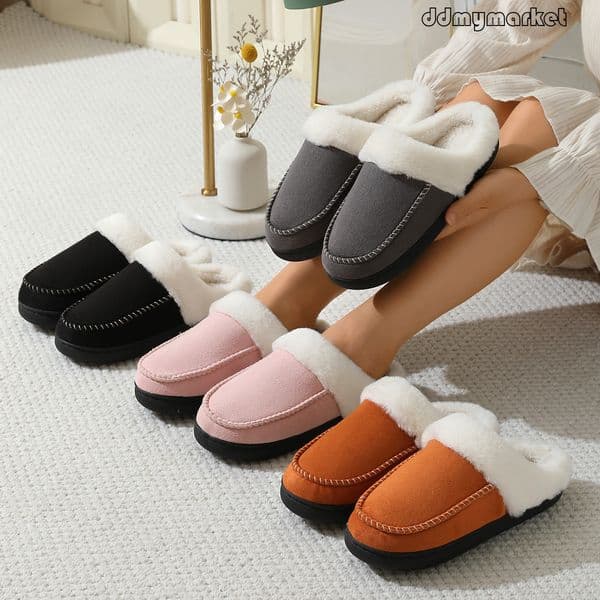 Home Cotton for Women Soft Plush Warm Couple Slippers Indoor Thick Sole Winter Men ddmymarket