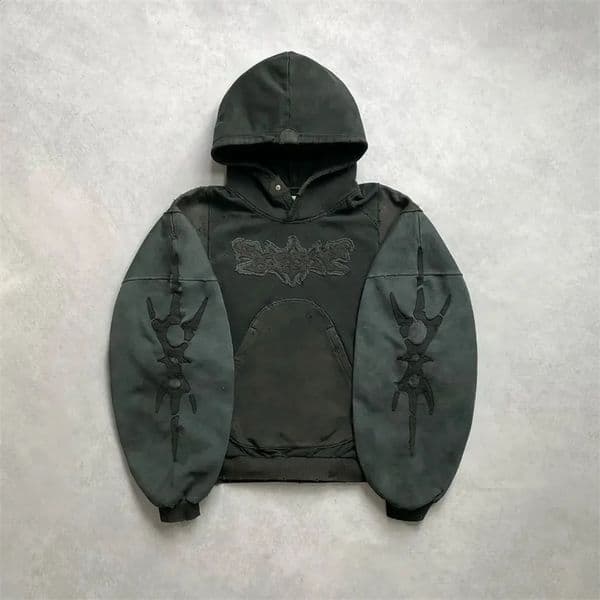 Y2K Punk Hip Hop Mens Sportswear Hoodie Harajuku Street Fashion Mens and Womens Embroidered Pattern Loose Hoodie 241231