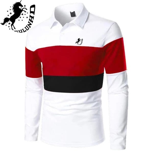 Fashion Men Spring and Autumn Long Sleeve Polo Shirt for Men 240106