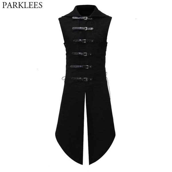 Men's Vests Men's Black Gothic Steampunk Velvet Vest Medieval Victorian Double Breasted Men Suit Vests Tail Coat Stage Cosplay Prom Costume 230808