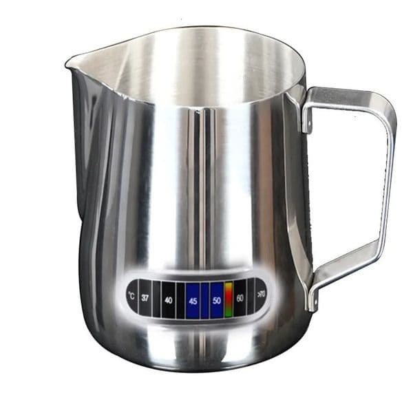 Stainless Steel Milk Frothing Pitcher with Thermometer Espresso Steaming Coffee Barista Latte Frother Cup Cappuccino Jug Cream 250515