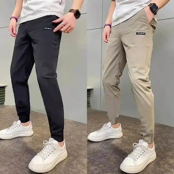 Mens high stretch multi pocket tight cargo pants sports solid color casual outdoor runners Trousers 240816